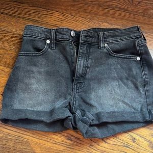 Black denim shorts